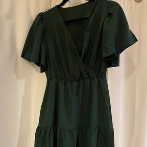 Green v-neck maxi dress